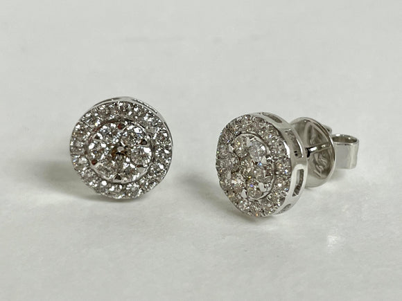 .56ctw Genuine Diamond Cluster Stud Earrings