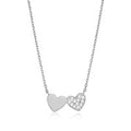 Sterling Silver Double Heart Necklace with Lab Grown Diamonds By Monte Luna