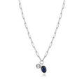 Sterling Silver Lab Grown Diamond and Blue Sapphire Pendant