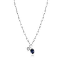Sterling Silver Lab Grown Diamond and Blue Sapphire Pendant