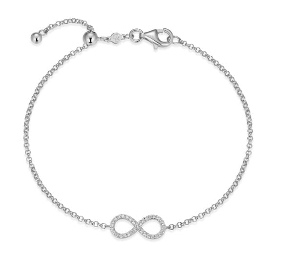 Sterling Silver Lab Diamond Infinity Bracelet by Monte Luna