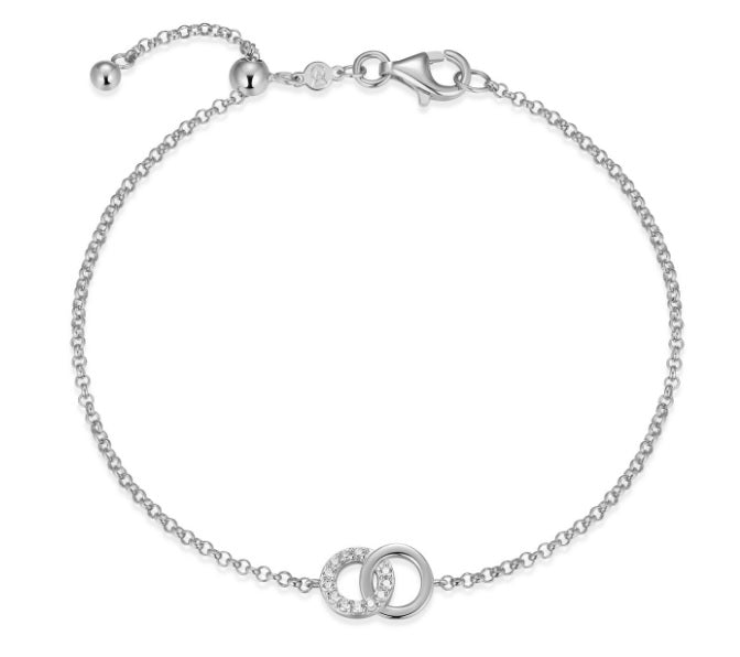 Sterling Silver Lab Diamond Double Circle Bracelet by Monte Luna