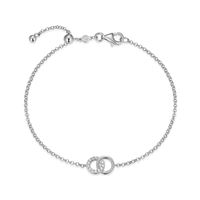 Sterling Silver Double Circle Lab Grown Diamond Bracelet