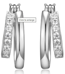 Sterling Silver Cubic Zirconia Double Hoop Earrings by Reign