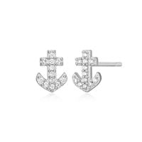 Sterling Silver Lab Grown Diamond Anchor Earrings