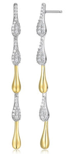 Sterling Silver "Sculpted Serenity"  Long Teardrop Earrings by Reign