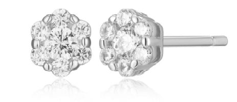 Sterling Silver Lab Diamond Cluster Studs by Monte Luna