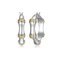 Two-tone "Bamboo Collection" Hoop Earrings by ELLE