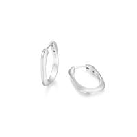 Sterling Silver Rectangular Hoop Earrings by ELLE