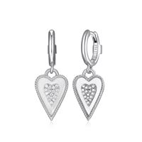 Sterling Silver Heart Drop Earrings by ELLE