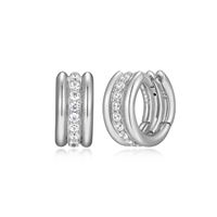 Sterling Silver Huggie Hoop Earrings by ELLE