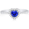 Sterling Silver Ring with Blue Heart and Cubic Zirconia