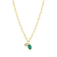Sterling Silver Lab Grown Emerald and Diamond Pendant