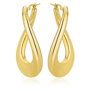 Sterling Silver Gold Plated Large Oval Twist Earrings by Miss Mimi