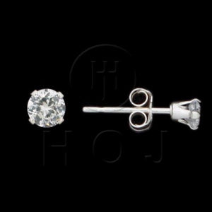 Silver CZ Stud Earrings Round 3mm