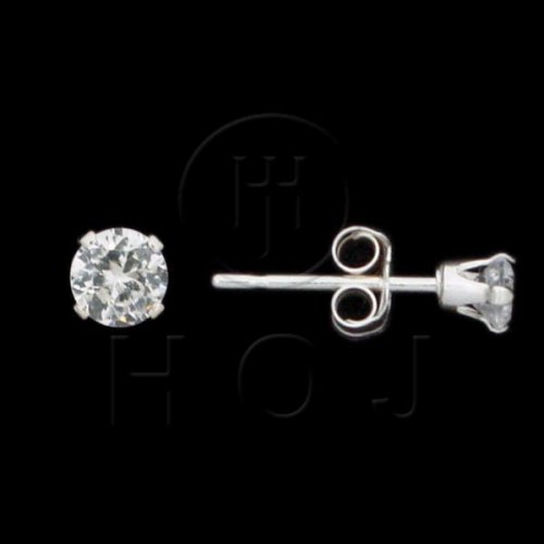 Silver CZ Stud Earrings Round 3mm
