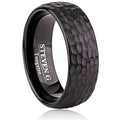 8mm Wide Black Tungsten Hammered Finish Ring