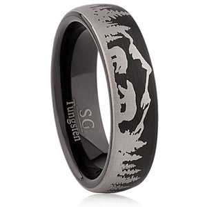 6mm Tungsten Ring with Black IP Plating & Nature Engraving