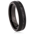 6mm Matte Black Tungsten Ring with Man-Made Meteorite Inlay