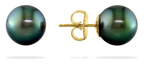 14K Black Freshwater Pearl Stud Earrings | 6.5mm