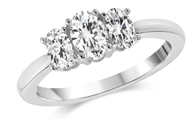 Platinum Oval Lab Diamond Trinity Ring | 1.76ctw