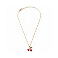 Gold Plated Brass Red Epoxy Cherries Necklace