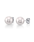 14K White Gold Japanese Akoya Pearl Stud Earrings