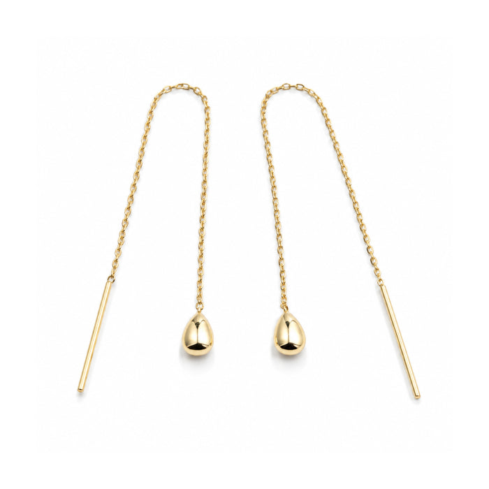 Gold Plated Sterling Silver Teardrop Threader Earrings