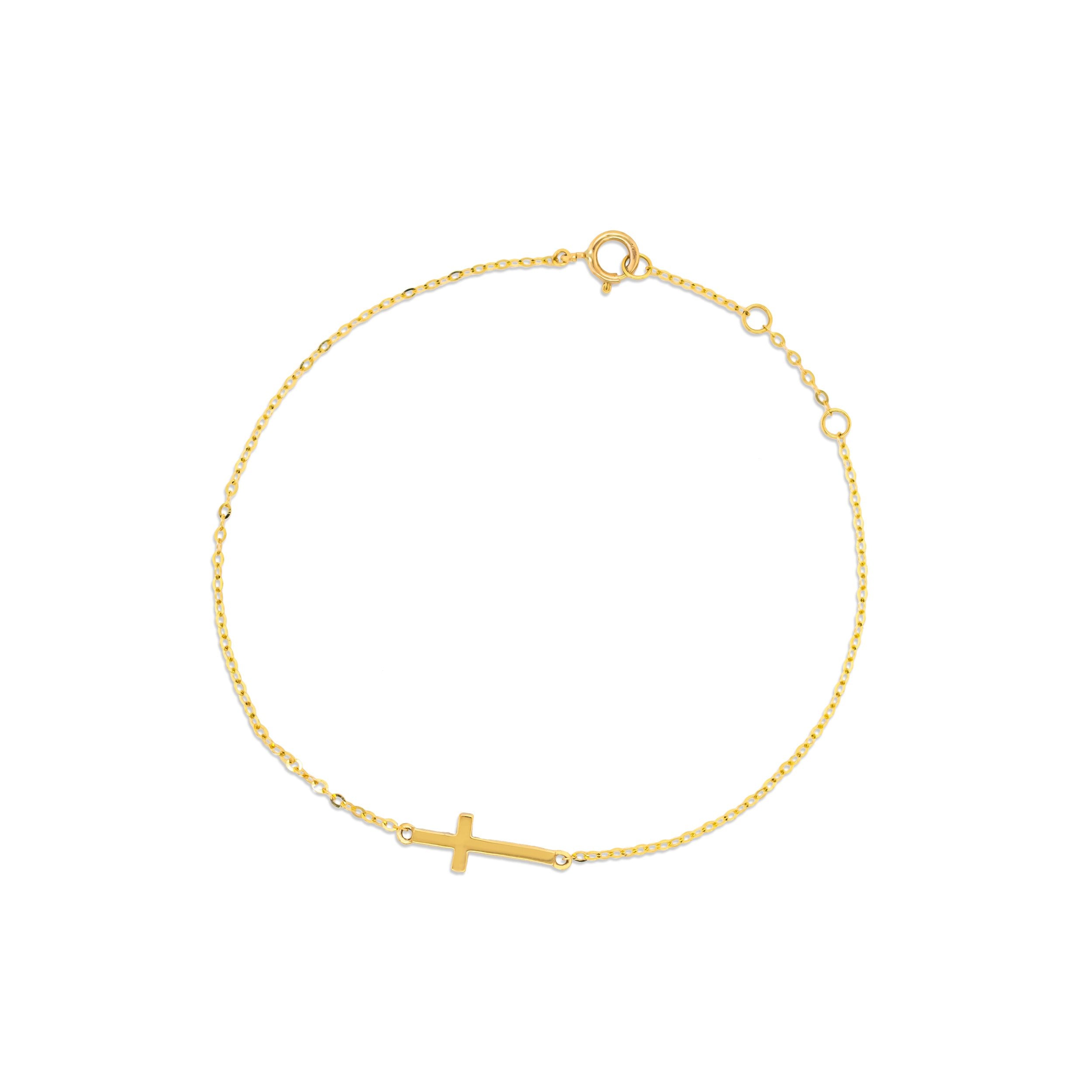 10K Yellow Gold Plain Cross Bracelet
