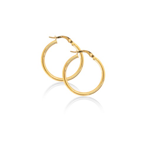 10K Yellow Gold Tube Hoop Earrings