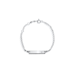 Sterling Silver Flat Marina Baby ID Bracelet with Heart