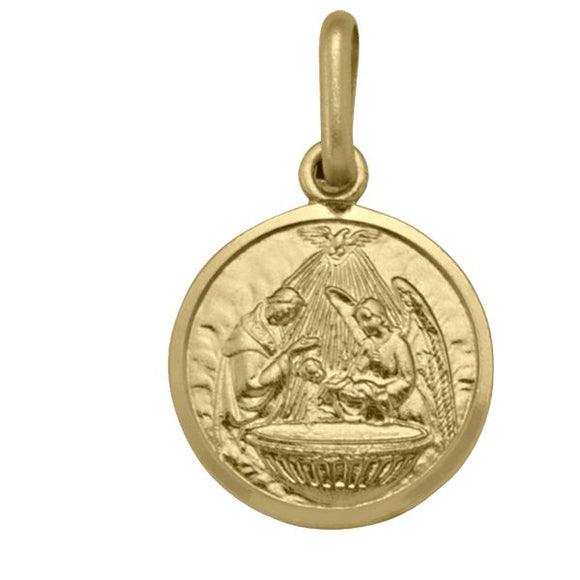 10K Yellow Gold Baptism Medal Pendant