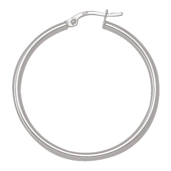 10K White Gold Large Hoops | 43mm