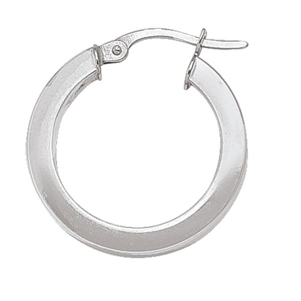10K White Gold Square Hoops | 20mm