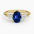 10K Yellow Gold 1.05 ct. Lab Sapphire and Diamond Ring
