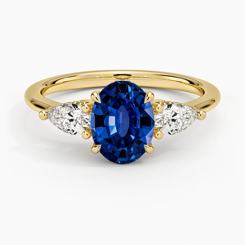10K Yellow Gold 1.05 ct. Lab Sapphire and Diamond Ring