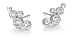 Sterling Silver Bezel Bubble Cubic Zirconia Earrings by Reign