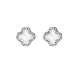 Sterling Silver Clover Mother of Pearl Earrings