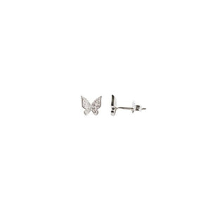 Sterling Silver Pave Butterfly Earrings