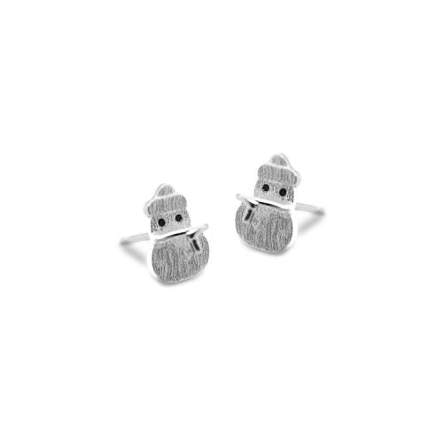 Sterling Silver Snowman Stud Earrings