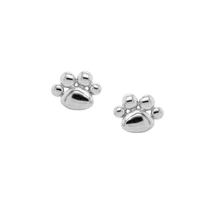 Sterling Silver Puffy Paw Print Stud Earrings