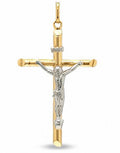 14K Two Tone Bevelled Crucifix