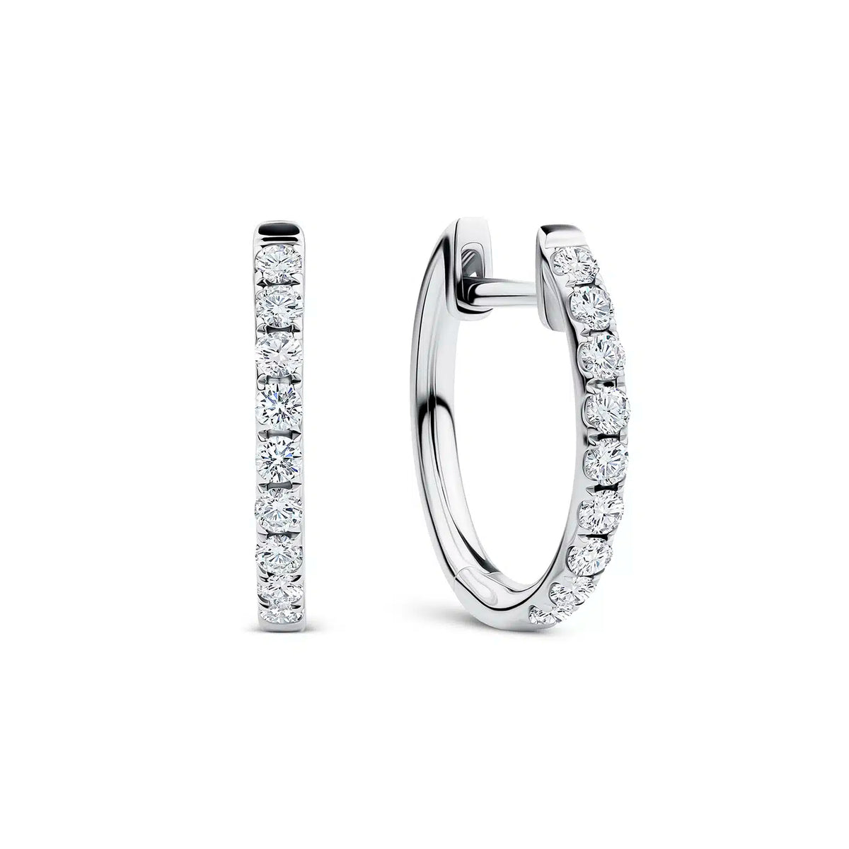 14K White Gold Diamond Huggies | 0.17ctw