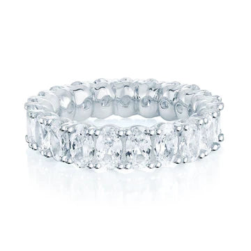Sterling Silver Oval Cubic Zirconia Eternity Band by Miss Mimi