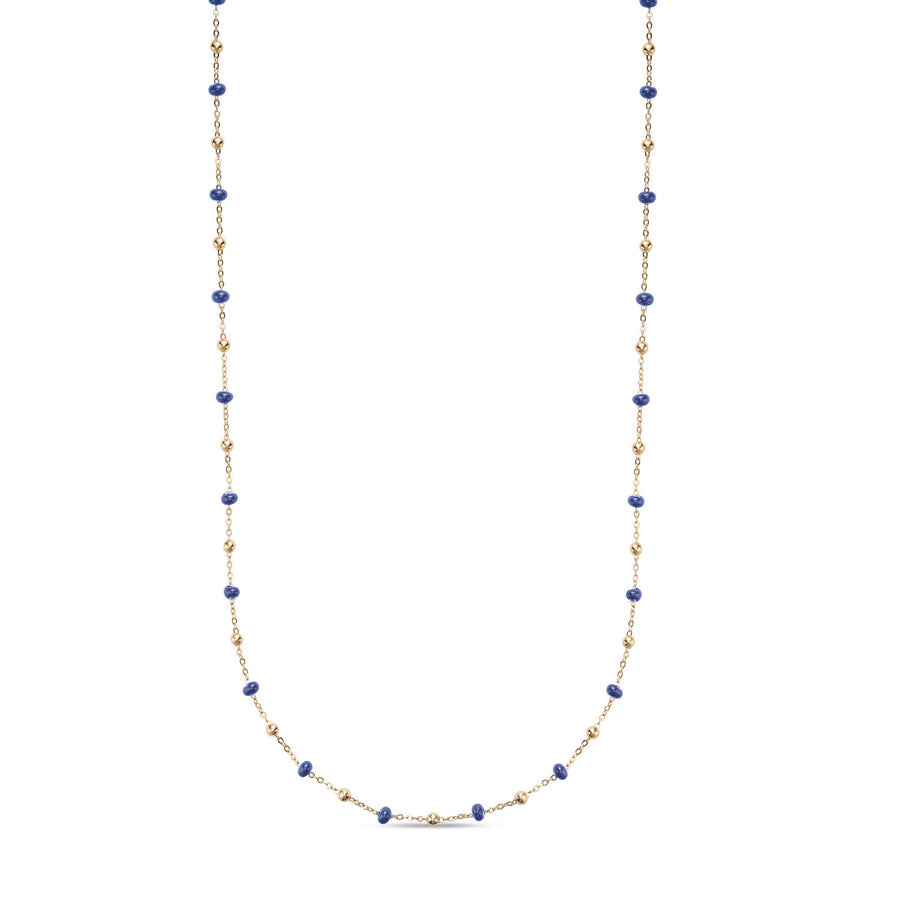 14K Gold and Blue Enamel Bead Necklace by Miss Mimi