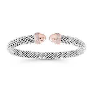 Sterling Silver Bangle with Rose Gold by Miss Mimi