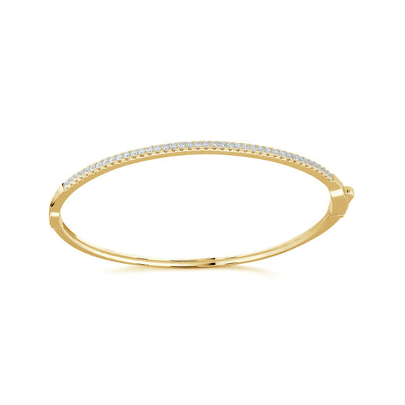 Half Pave Bangle Bracelet in Yellow