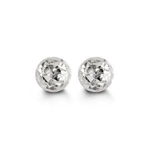 10K White Gold Diamond Cut Stud Earrings
