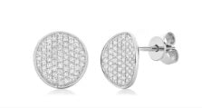 14K White Gold Concave Diamond Stud Earrings by Miss Mimi