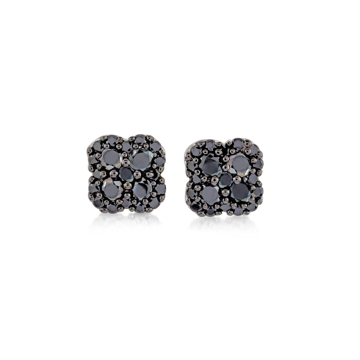 Black Rhodium Clover Stud Earrings by Miss Mimi